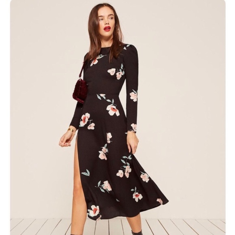 Reformation ‘Vanessa’ dress black floral